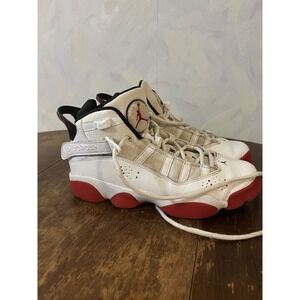 Nike Air Jordan 6 Rings Size 4.5Y 323419-160 White University Red Blk Basketball